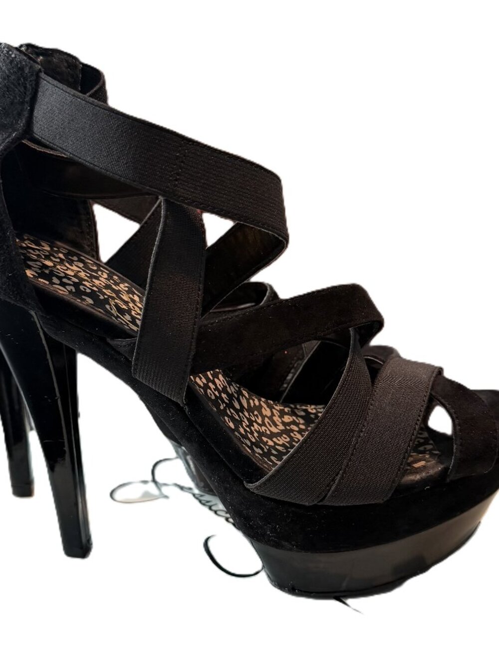 Jessica Simpson Black Strappy Cutout Platform Stiletto Pumps 8